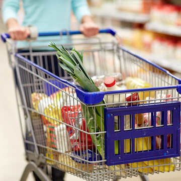 A trolley in a supermarket.