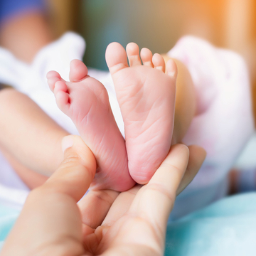 a newborn baby's feet