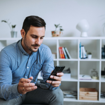 casual man using phone